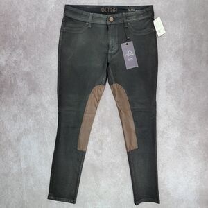 DL1961 NWT Olivia Riding Pants in Burn Wash Coated Denim